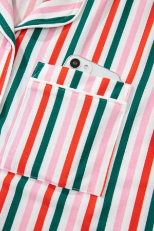 Pink Stripe Christmas Long Sleeve Shirt Style Lounge Dress - Image 12