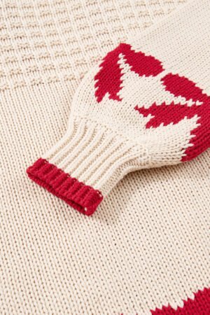 Apricot Bow Pattern Textured Open Front Baggy Cardigan - Image 8