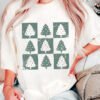 White Christmas Tree Checkered Distressed Graphic Oversize Tee