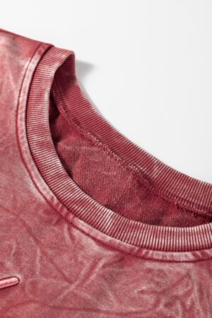 Mineral Red saved by grace Letter Embroidery Mineral Wash Loose Sweatshirt - Image 7