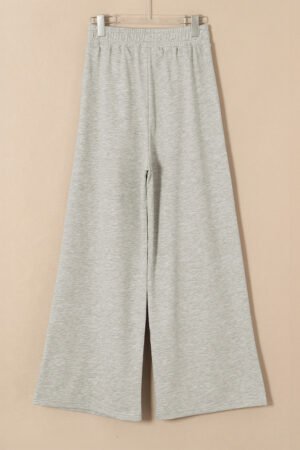Gray Tied Elastic High Waist Pleated Detail Solid Sweatpants - Image 7