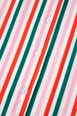 Pink Stripe Christmas Long Sleeve Shirt Style Lounge Dress - Image 13