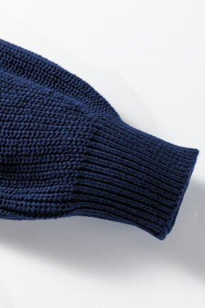 Dirty blue Solid Color Front Seam Drop Shoulder Loose Sweater - Image 8