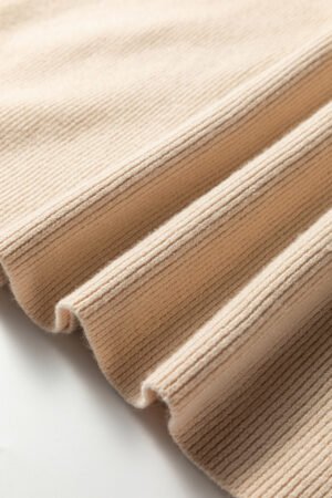 Khaki Color Block Plain Ribbed Knit Baggy Sweater - Image 14