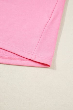 Sachet Pink Plaid Contrasted Double Christmas Tree Patched Raglan Sleeve Pullover 2pcs Short Set - Image 12