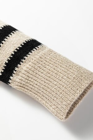 Black Stripe Drop Shoulder Sleeve Patchwork Baggy Sweater - Image 10