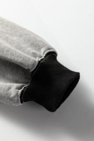 Color black Colorblock Henley High Low Oversize Sweatshirt - Image 11