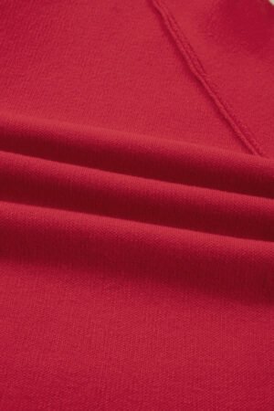 Fiery Red Collared Button Front Wrapped Cardigan Jacket - Image 5