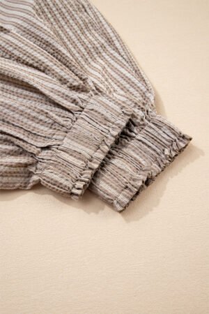 Brown Stripe Drawstring Cargo Jogger Pants with Pockets - Image 8