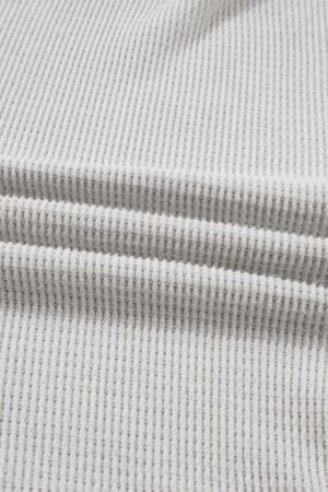 Light Grey Textured Knit Drawstring Cowl Neck Oversize Top with Side Slits - Image 8