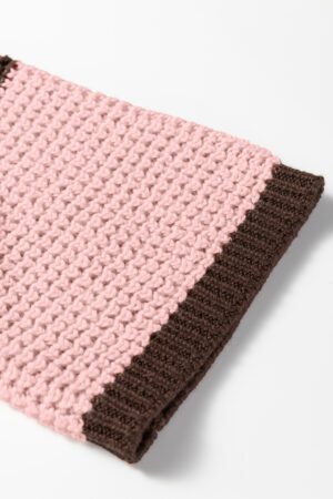 Fushia Striped Color Block Thermal Textured Knit Drop Shoulder Sweater - Image 6