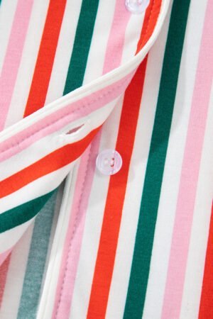 Pink Stripe Christmas Long Sleeve Shirt Style Lounge Dress - Image 14