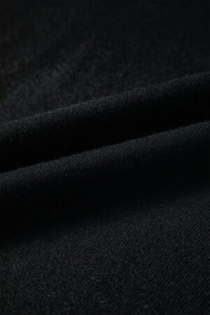 Black Asymmetric Neck Batwing Sleeve Shift Mini Sweater Dress - Image 15
