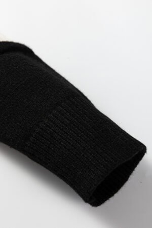 Black Colorblock Crew Neck Drop Shoulder Sweater - Image 12