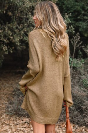 Alternative view of Pale Khaki Oversize Drop Shoulder Slouchy Sweater Dress