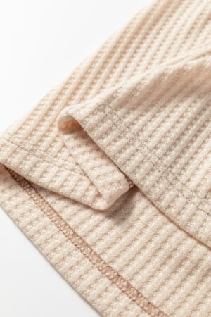Camel Waffle Color Block Raglan Sleeve Top - Image 5