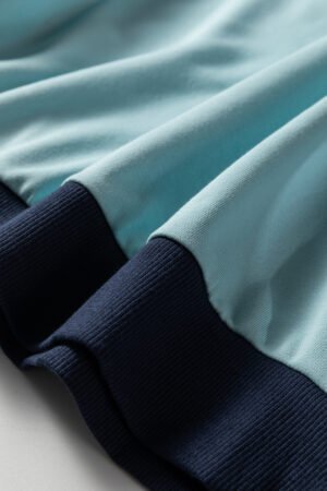 Iceland Blue Contrast Edge Colorblock Patchwork Crop Sweatshirt - Image 9