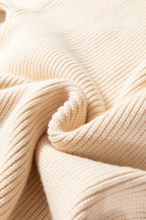Jet Stream Ribbed Knit Ribbon Knot Backless Drop Shoulder Sweater - Image 7