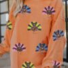 Orange Turkey Graphic Corded Baggy Sweatshirt