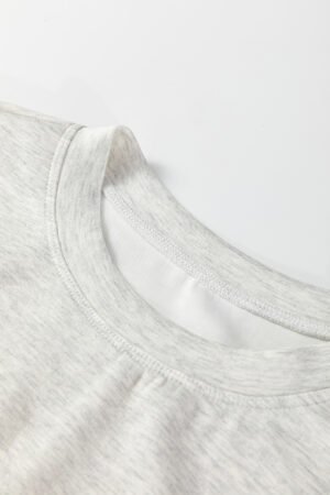 Light Grey Drawstring Waist Tunic Solid Sweatshirt - Image 8