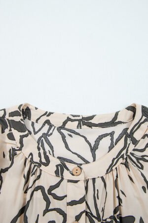 Gray Morn Floral Print Batwing Sleeve Buttoned Loose Fit Shirt - Image 6