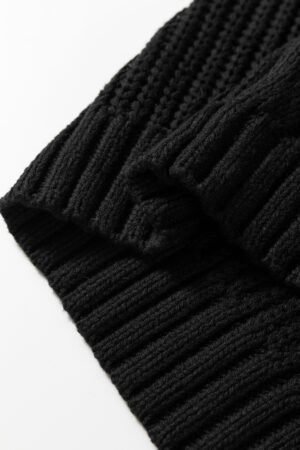 Black Plaid Lace up Detail Christmas Holiday Puff Short Sleeve Sweater - Image 11