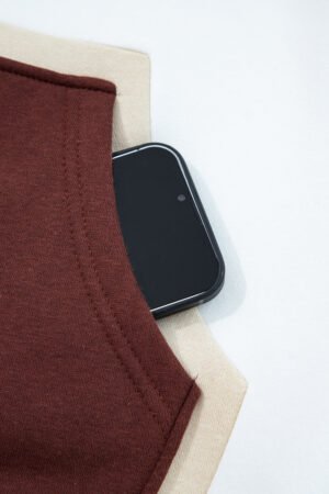 Coffee Color Block Patchwork Athleisure Hooded Sweatshirt - Image 7