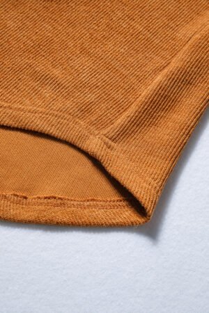 Russet Orange Flap Pocket Textured Knit Solid Color Casual Shacket - Image 8