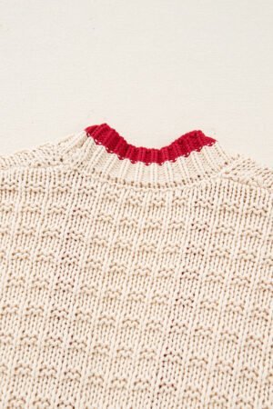 Apricot Bow Pattern Textured Open Front Baggy Cardigan - Image 7