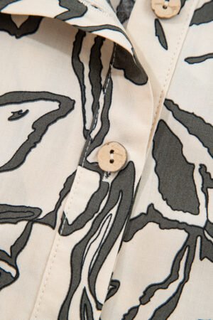 Gray Morn Floral Print Batwing Sleeve Buttoned Loose Fit Shirt - Image 7