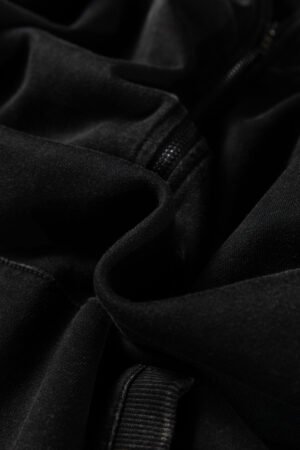 Black Half Zip Kangaroo Pocket Mineral Wash Baggy Hoodie - Image 8
