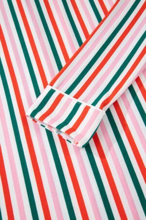 Pink Stripe Christmas Long Sleeve Shirt Style Lounge Dress - Image 9