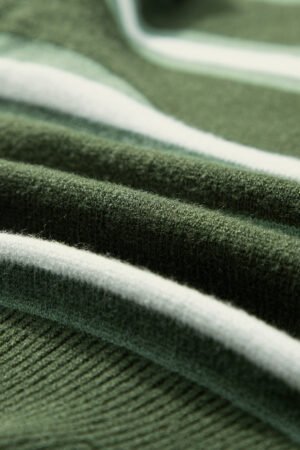Green Stripe Drop Shoulder Buttons Cardigan Sweater - Image 6