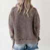Dark Brown Mineral Wash Exposed Seam Patchwork Knit Open Sweater Cardigan