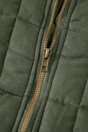 Green Zip-Up Pocket Quilted Jacket - Image 9