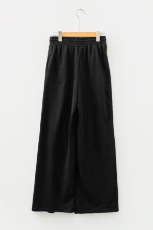 Black Seamed Drawstring High Waist Wide Leg Sweatpants - Image 9