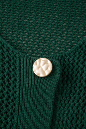 Blackish Green Plus Size Golden Accent Buttons Short Sweater Cardigan - Image 22