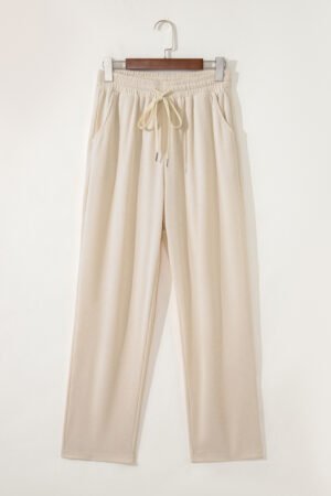 Jet Stream Drawstring Elastic Waist Casual Corduroy Pants - Image 4
