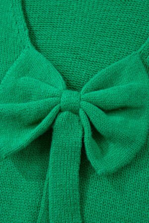 Bright Green Bow Backless Bubble Sleeve Sweater - Image 6