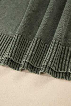 Four Leaf Clover Mineral Wash V Neck Knit Exposed Seam Drop Shoulder Loose Sweater - Image 11