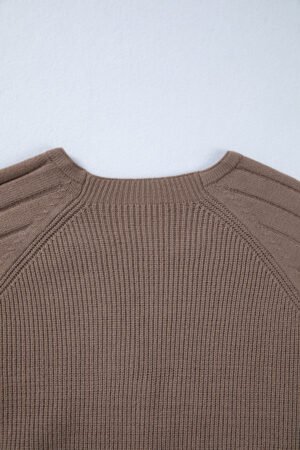 Goat Mixed Texture Knit Button V Neck Sweater Cardigan - Image 6