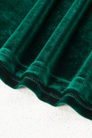 Evergreen Asymmetric Button Keyhole Neck Long Sleeve Velvet Blouse - Image 9