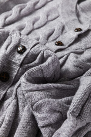 High Cable Knit Cardigan Sweater - Image 9