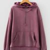 Wild Ginger Half Zip Kangaroo Pocket Mineral Wash Baggy Hoodie