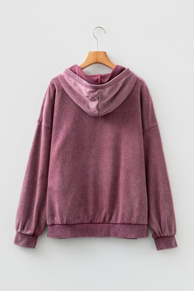 Alternative view of Wild Ginger Half Zip Kangaroo Pocket Mineral Wash Baggy Hoodie