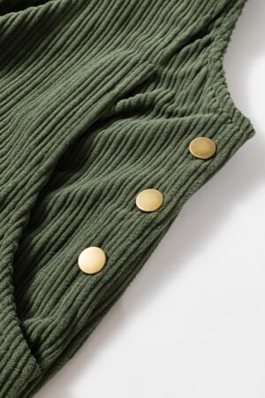Jungle Green Solid Pocketed Loose Fit Corduroy Overall - Image 7