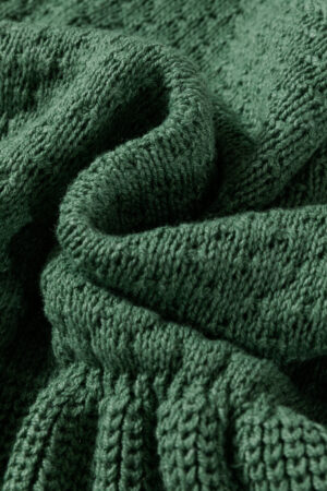 Mist Green Solid Lantern Sleeve Empire Waist Short Sweater Dress - Image 6