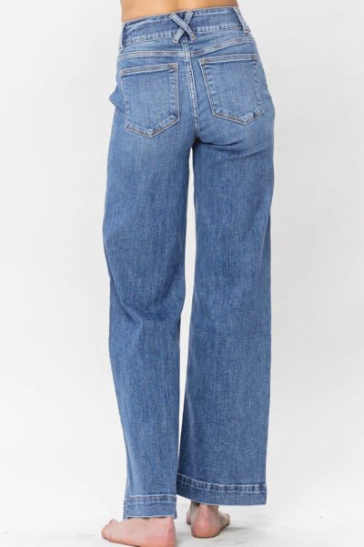 Alternative view of Sky Blue Double Button Zip Fly Straight Leg Jeans