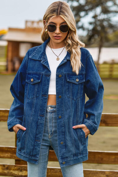 Dark blue classic vintage denim jacket