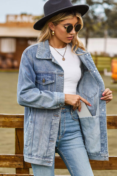 Alternative view of Light blue classic vintage denim jacket